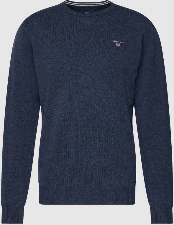 Gant Donkerblauwe lamswollen trui Blue Heren