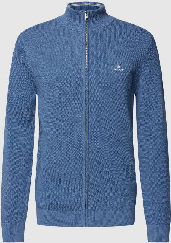 Gant Regular fit gebreid jack met labelstitching model 'COTTON PIQUE'