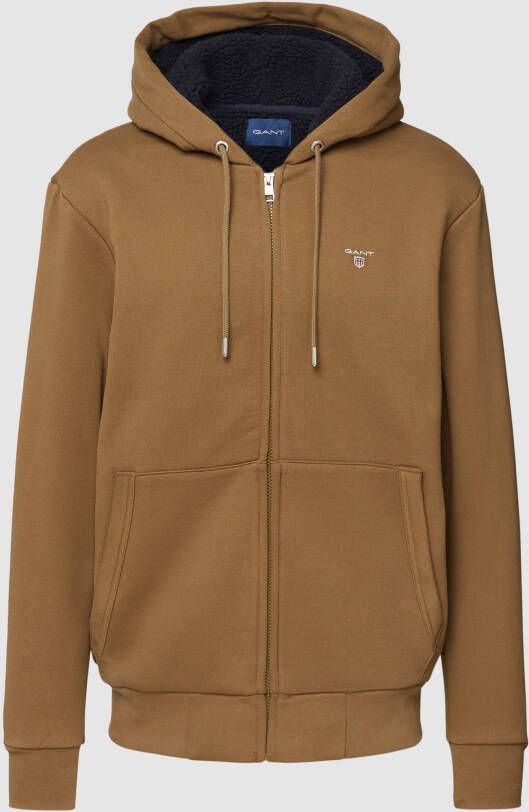 Gant Sweatjack met labelprint model 'Sherpa Fleece'