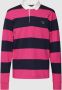 Gant polo normale fit roze gestreept katoen met rugby kraag - Thumbnail 1