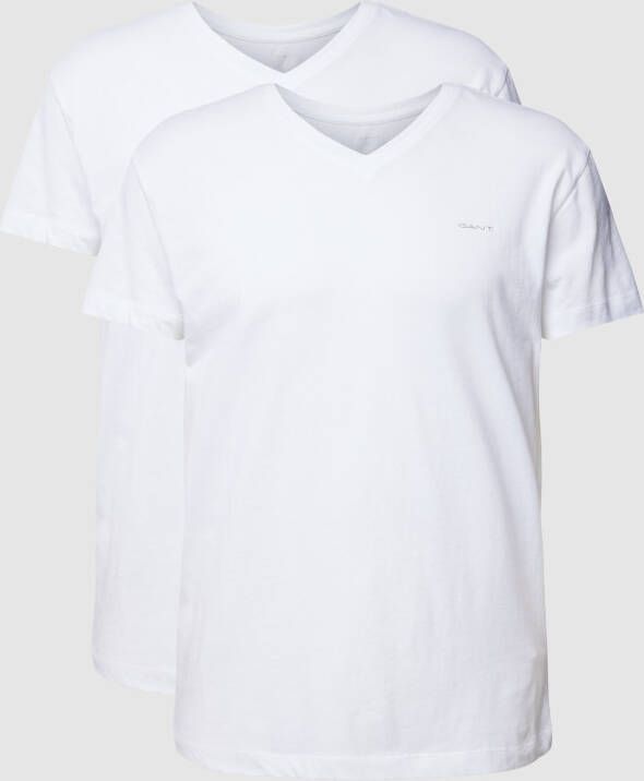 Gant Shirt voor eronder V-NECK T-SHIRT 2-PACK met merklabel op de borst (set 2 stuks 2 stuks)