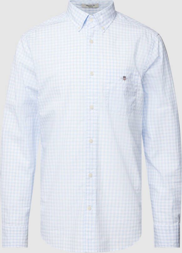 Gant Overhemd met lange mouwen REG POPLIN GINGHAM SHIRT met logoborduursel op borsthoogte