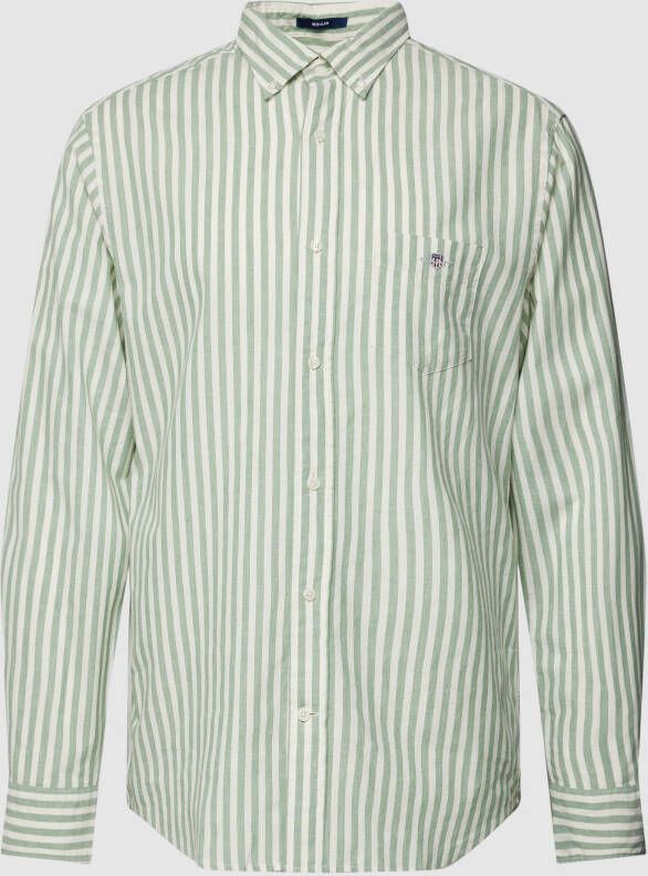 Gant casual overhemd Regular Fit groen gestreept katoen