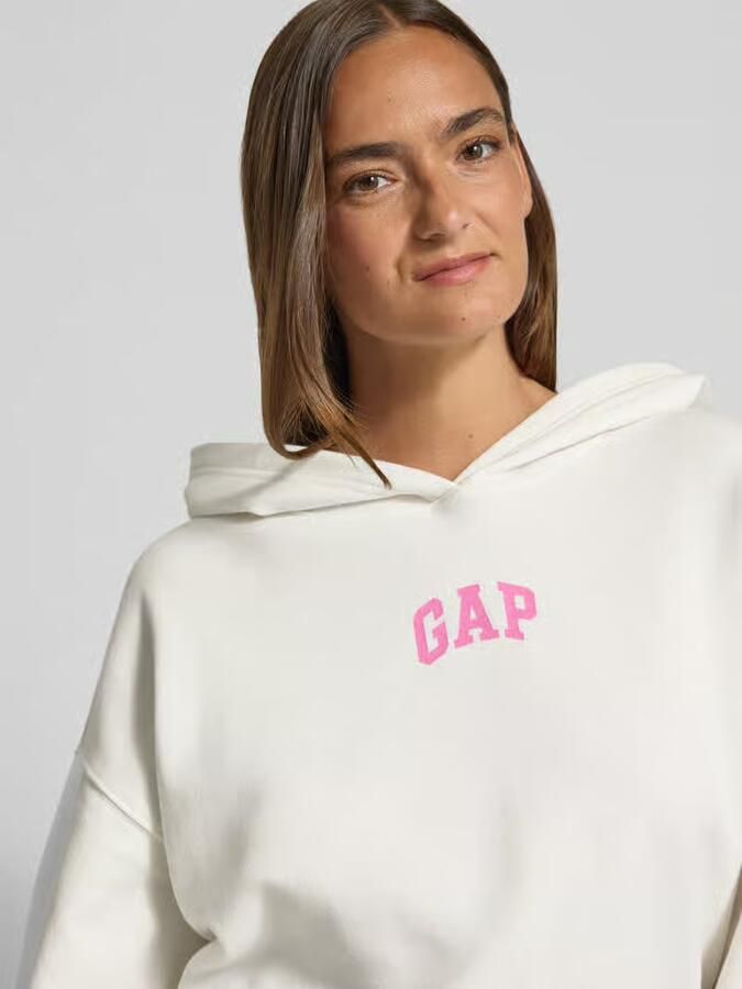 GAP Hoodie met logoprint en geribde boorden
