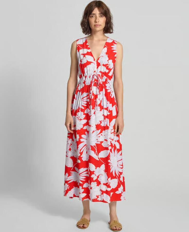 GAP Maxi-jurk van pure viscose met V-hals - Foto 2
