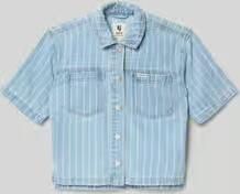 Garcia gestreepte blouse light blue denim - Foto 4