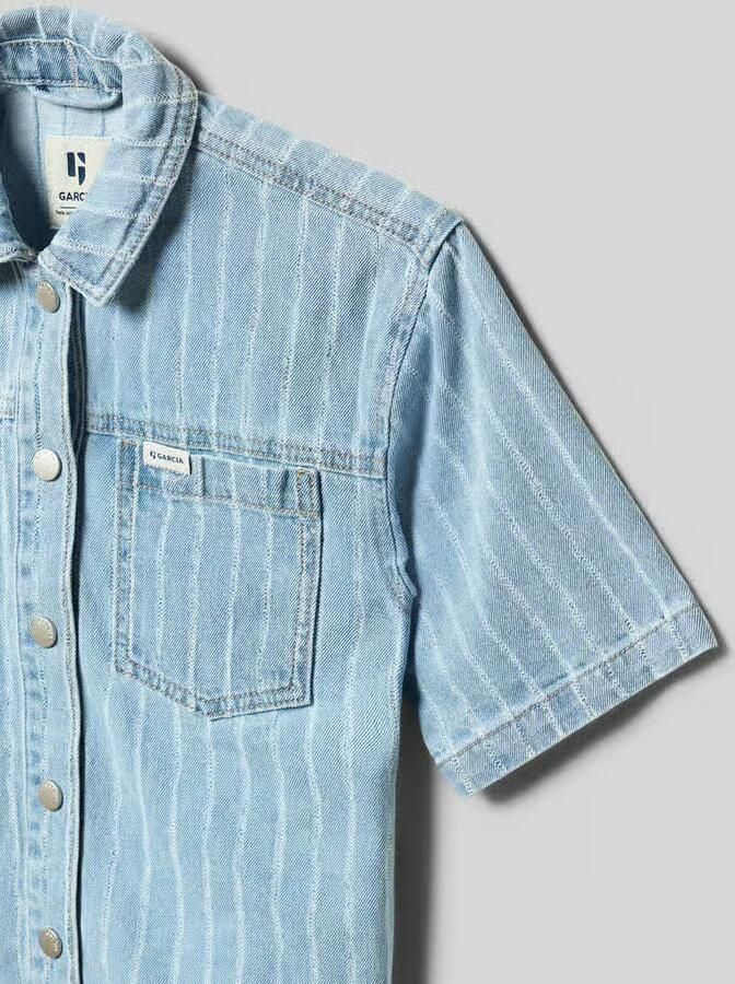 Garcia gestreepte blouse light blue denim - Foto 4