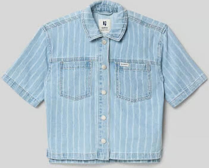 Garcia gestreepte blouse light blue denim - Foto 5
