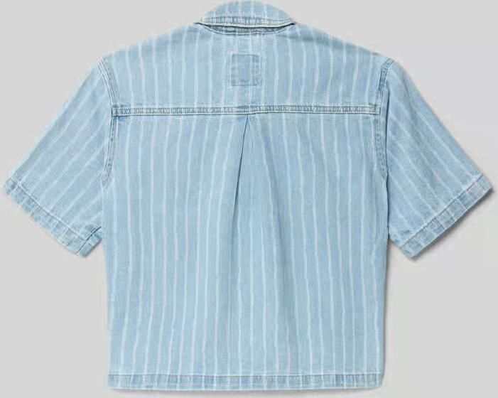 Garcia gestreepte blouse light blue denim - Foto 6