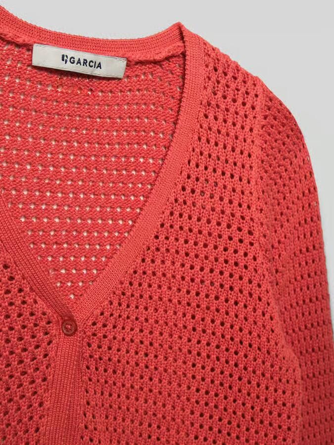 Garcia regular fit gebreid jack met gaatjesmotief