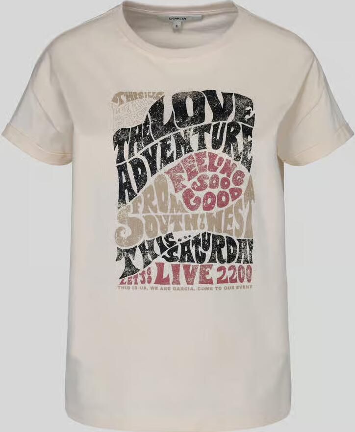 Garcia T-shirt met printopdruk crème multi - Foto 4
