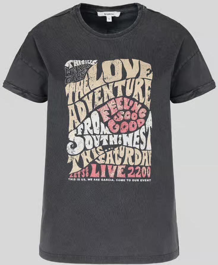 Garcia T-shirt met printopdruk grijs multi - Foto 4