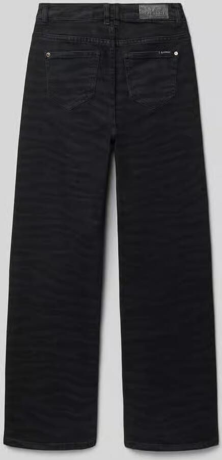 Garcia straight leg high waist straight leg jeans met zebraprint black denim - Foto 2