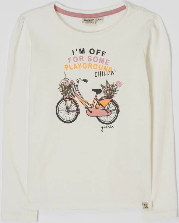 Garcia Shirt met lange mouwen met tekst