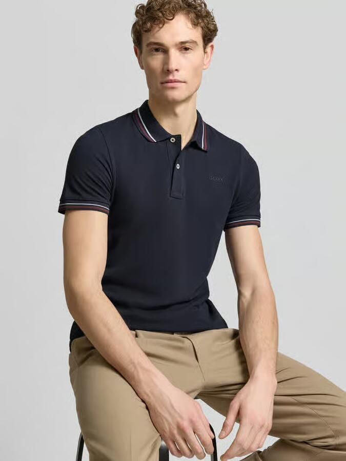 Geox slim fit poloshirt met contraststrepen