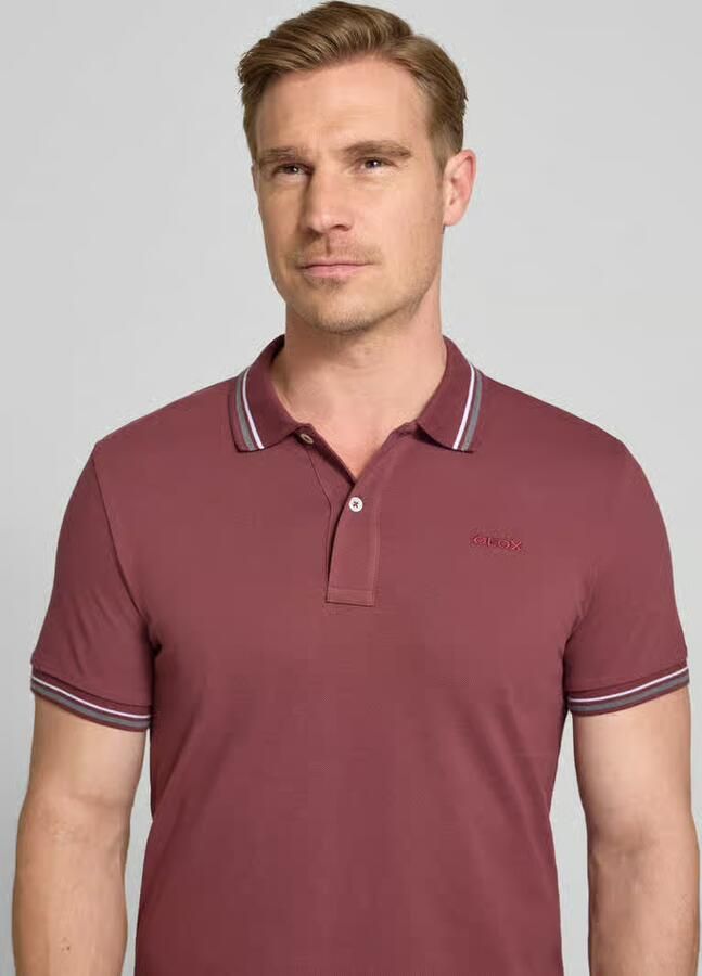 Geox slim fit poloshirt met contraststrepen