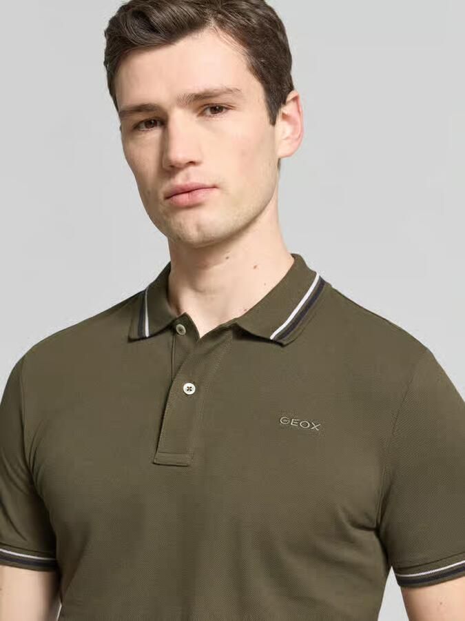 Geox slim fit poloshirt met contraststrepen