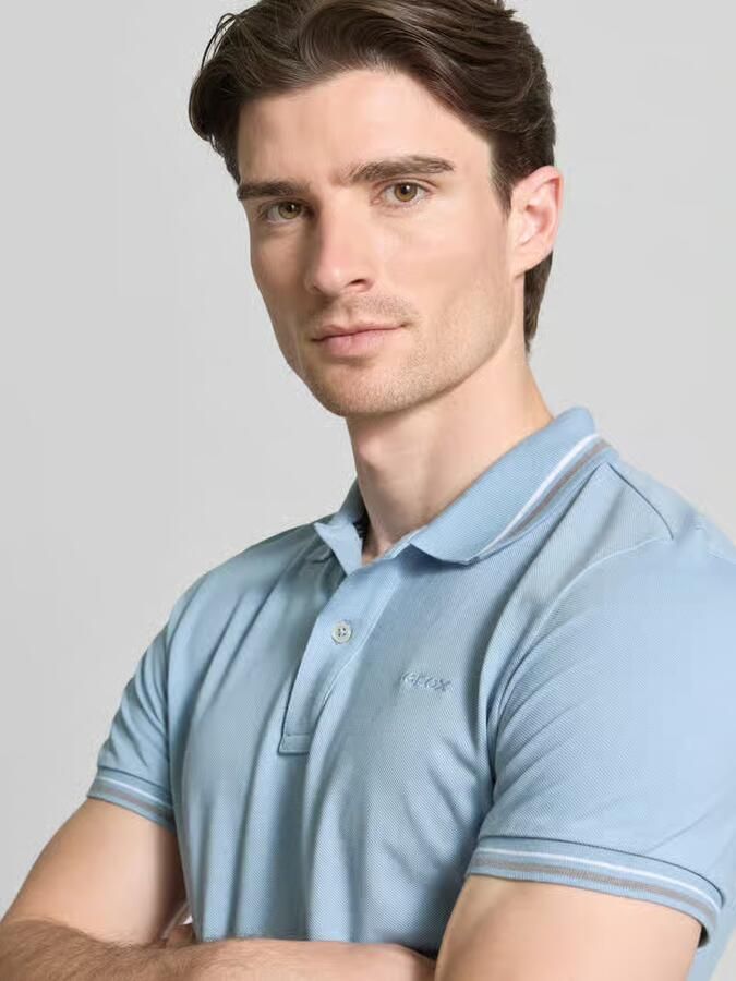 Geox slim fit poloshirt met contraststrepen