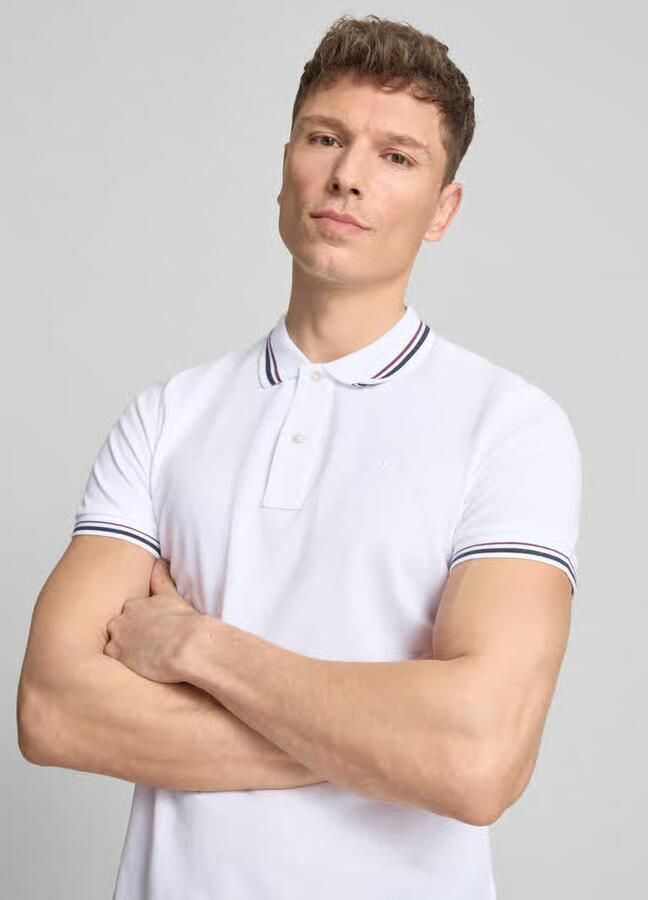 Geox slim fit poloshirt met contraststrepen