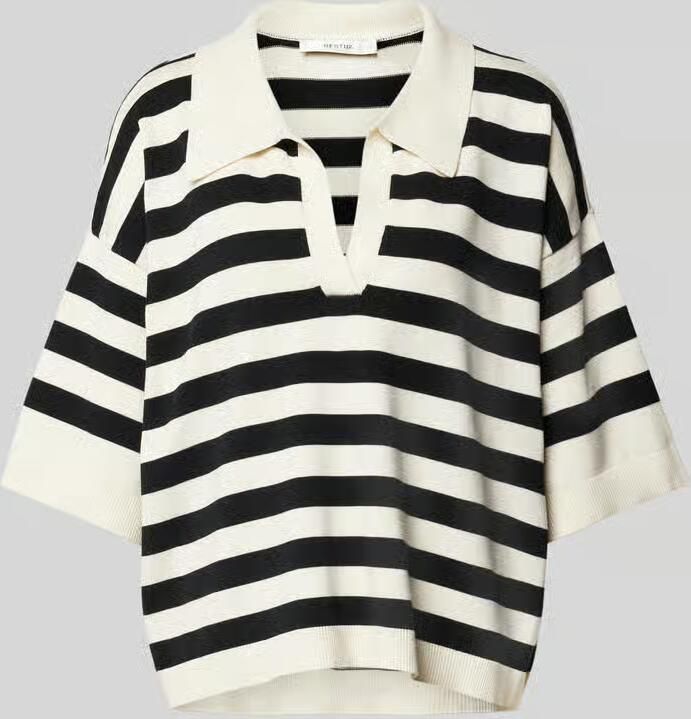 Gestuz Gebreid shirt met platte kraag en V-hals - Foto 2