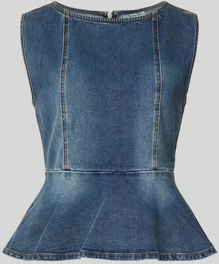 Gestuz jeansblouse met geribde ronde hals model 'viva' - Foto 2