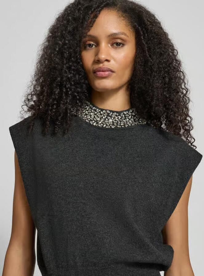 GESTUZ Dames Truien & Vesten Gzmanzi Deco Waistcoat Donkergrijs - Foto 6