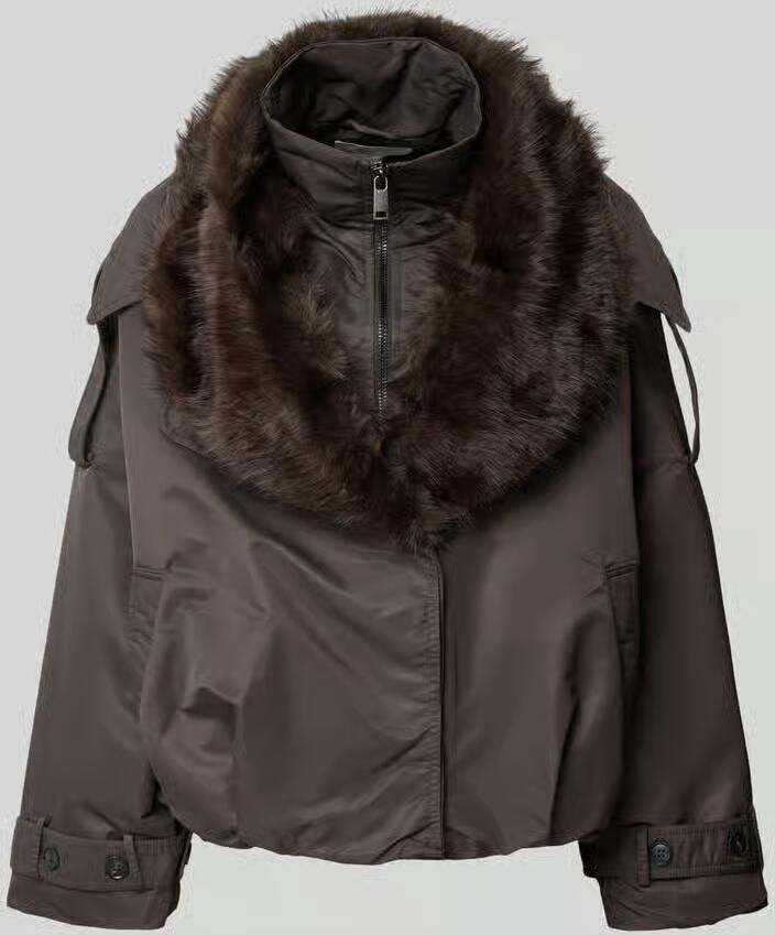 Gestuz Regular fit jack met imitatiebont model 'Olina'