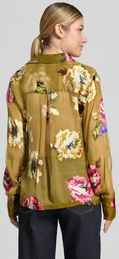 Gestuz Regular fit strikblouse van mix van viscose en zijde - Foto 3