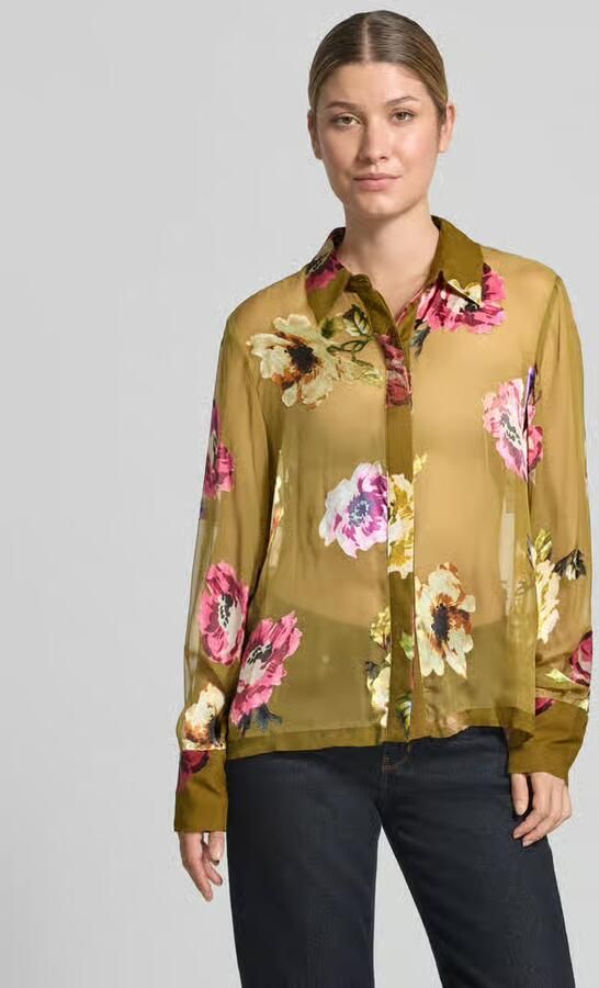 Gestuz Regular fit strikblouse van mix van viscose en zijde - Foto 2