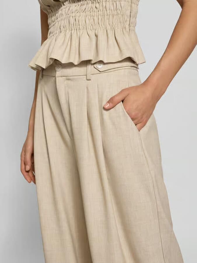 Gestuz Zwarte Wijde Pijp Broek met Zakken Beige Dames