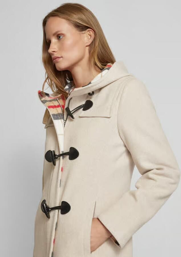 Gil Bret Capuchon Dufflecoat Wol Velours Toggle Beige Dames