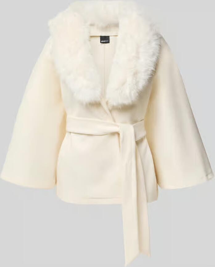 Gina Tricot Collar cape met imitatiebont en strikceintuur