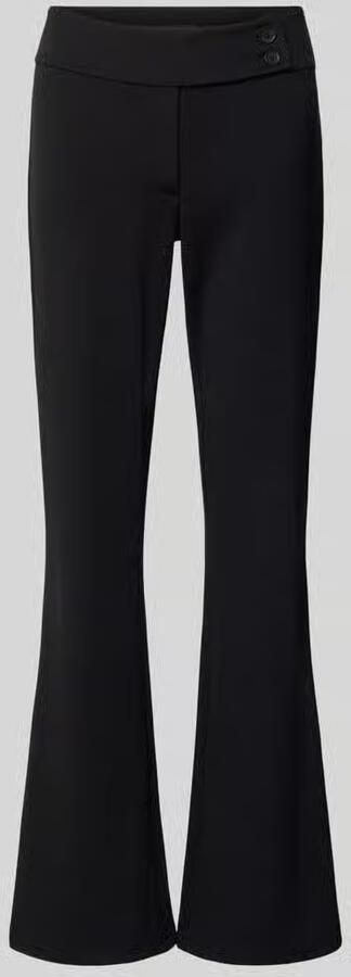 Gina Tricot Flared fit broek van elastische viscosemix met knoopsluiting