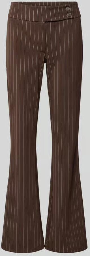 Gina Tricot Flared fit broek van elastische viscosemix met knoopsluiting