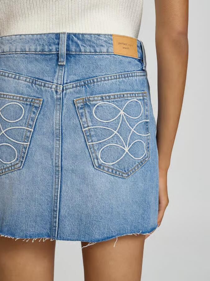 Gina Tricot denim spijkerrok medium blue denim - Foto 3