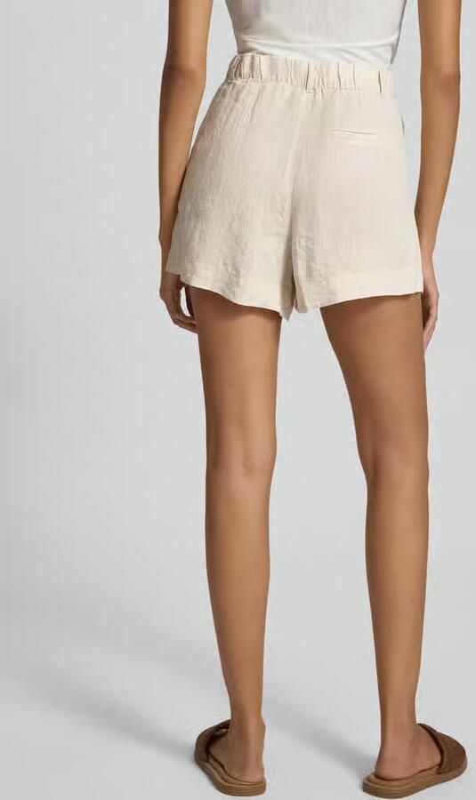 Gina Tricot Korte regular fit linnen broek met bandplooien