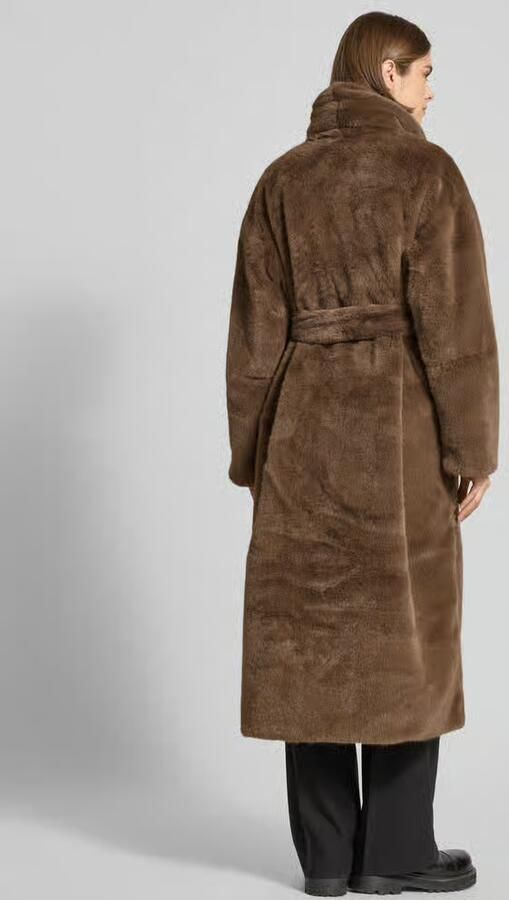 Gina Tricot Lange jas van imitatiebont met strikceintuur - Foto 2