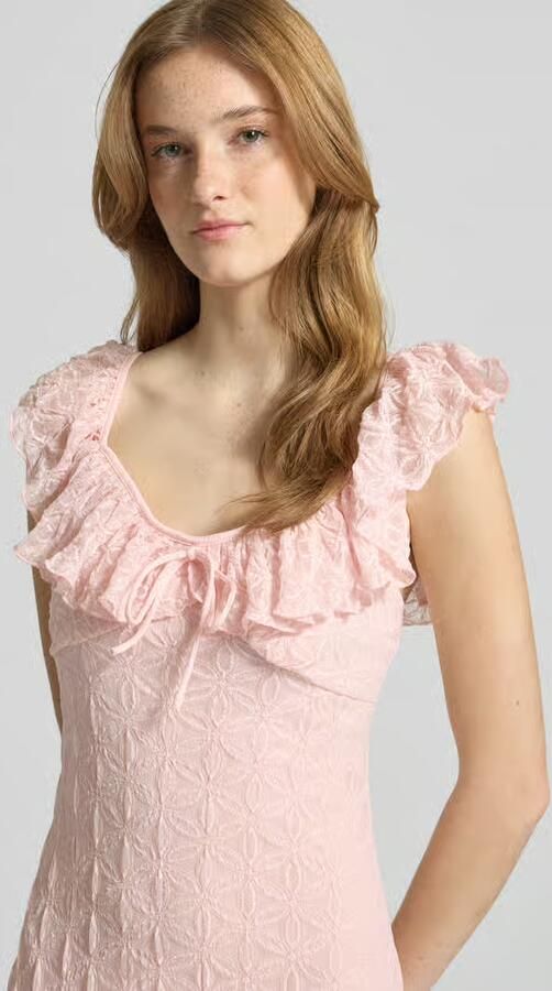 Gina Tricot midi-jurk met kant en strikdetail