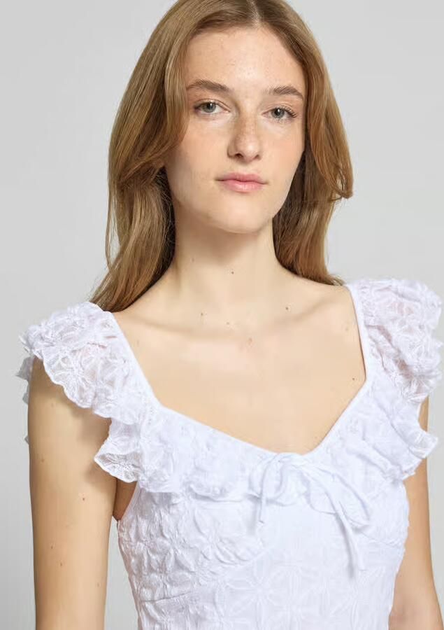 Gina Tricot midi-jurk met kant en strikdetail