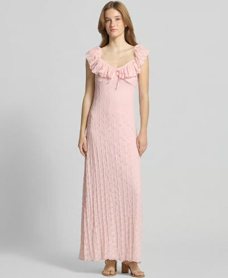 Gina Tricot midi-jurk met kant en strikdetail - Foto 2