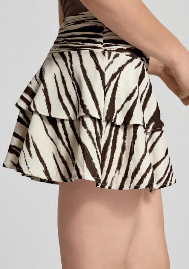 Gina Tricot Minirok van viscosemix in laagjeslook