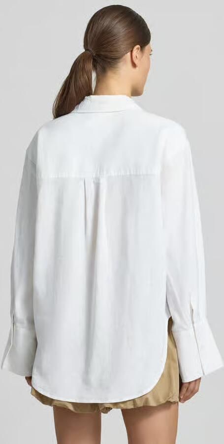 Gina Tricot Regular fit blouse van mix van katoen en linnen - Foto 3