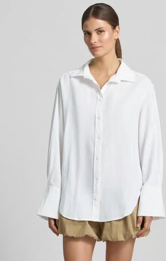 Gina Tricot Regular fit blouse van mix van katoen en linnen - Foto 2