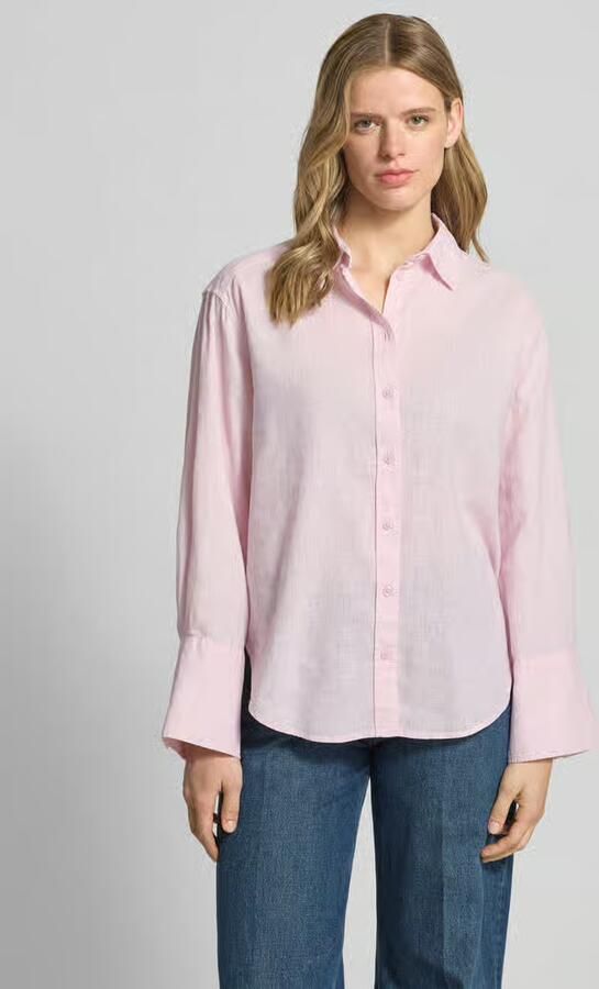 Gina Tricot regular fit blouse van mix van katoen en linnen - Foto 3