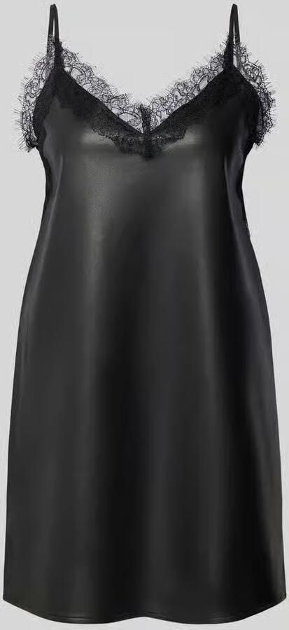 Gina Tricot Regular fit mini-jurk met kant in leerlook