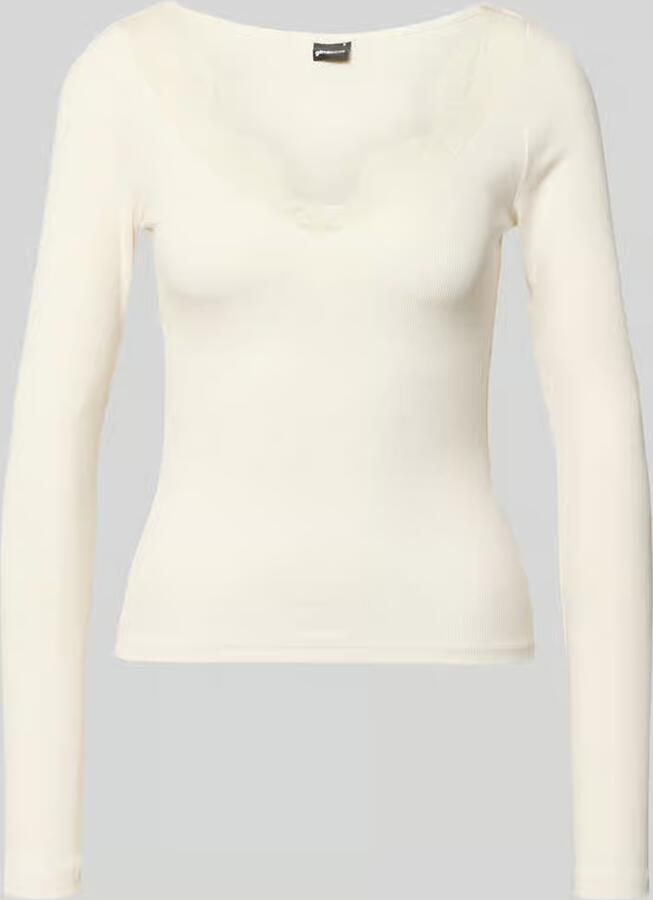 Gina Tricot Shirt met lange mouwen met V-hals en kant
