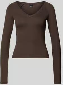 Gina Tricot Slim fit shirt met lange mouwen met V-hals