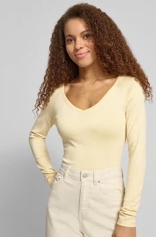 Gina Tricot Slim fit shirt met lange mouwen met V-hals