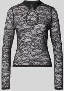 Gina Tricot slim fit shirt met lange mouwen met florale allover-kant