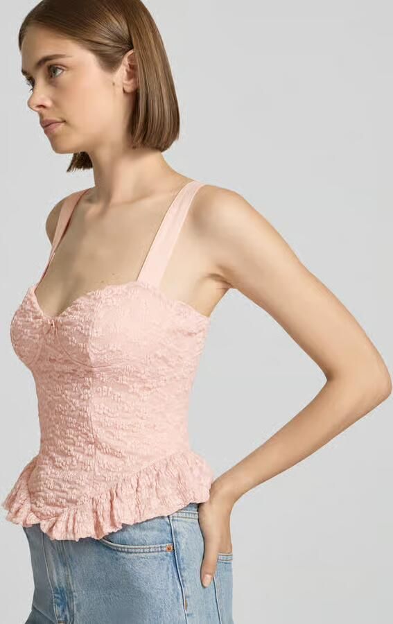 Gina Tricot slim fit top met all-over kant - Foto 2